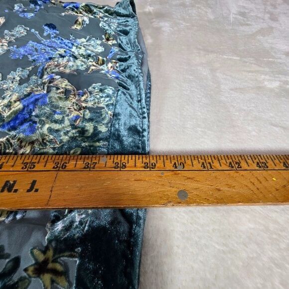Torrid Size 1/2 Green Blue Open Front Duster Poncho Floral Velvet Burnout Print - Picture 7 of 10